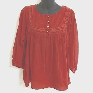 3 for $25- Ralph Lauren Rust Red Blouse, 100% Cotton, Size Medium